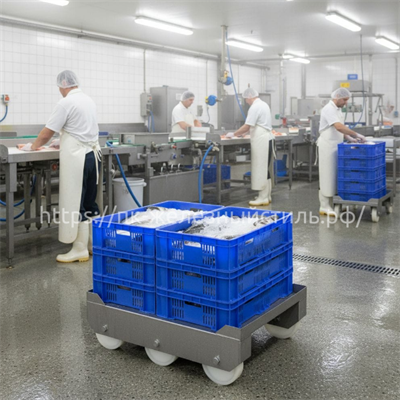 Тележка нержавеющая для ящиков , 6 полиамидных колес 10031